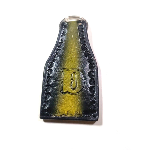 Monogram D Cowboy Rodeo Leather Keychain Barrel Riding - Picture 1 of 4